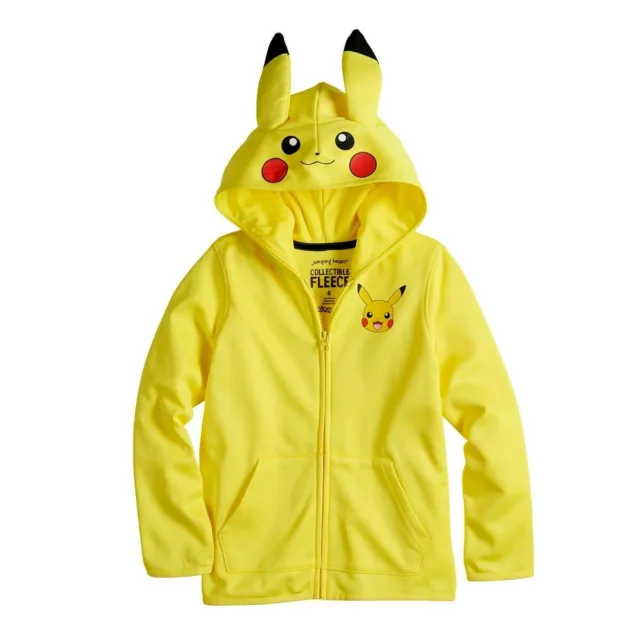 Kids Pokemon Pikachu Hoodie Jacket Boy Girl 4 5 6 7 8 10 12 Costume Zipper Front