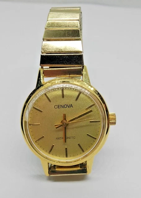 Montre Vintage CENOVA Dame - Mécanique, Antimagnétique, Boîtier Doré - Années 60, NEUVE De Stock