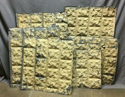 Antique 30+ SQ Ft Exterior Galvanized Metal Sheets Panels Cut Stone VTG 858-21B