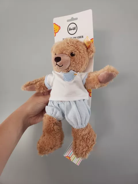 Steiff 25 cm Schlaf Gut Teddybär blau für Baby Neu 2