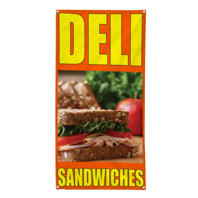 Vertical Vinyl Banner Multiple Sizes Deli Sandwiches Orange B Food and Drink