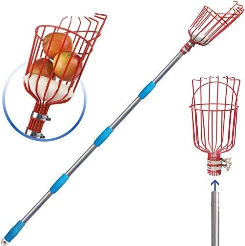 Fruit Picker Tool Fruit Picker with Basket and Pole Easy to Assemble & Use F...