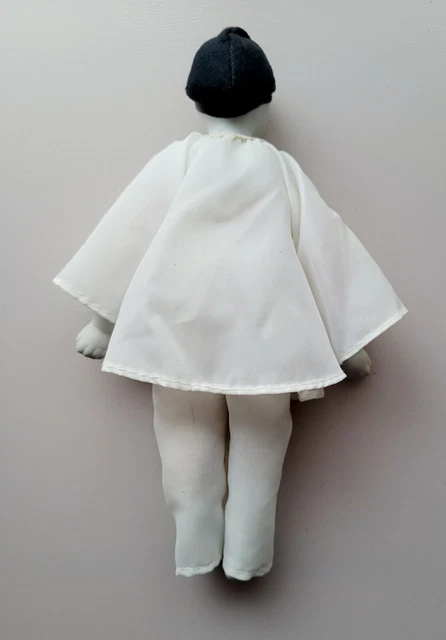 Vtg Pierrot Mime Doll Figure B&W Tear Clowm Bisque Porcelain Hands Feet + Cloth 9