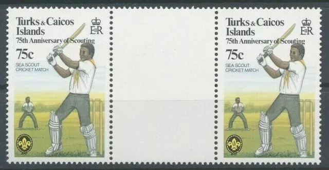 Sea Scout Cricket Match, Turks and Caicos Islands 1982 MNH Gutter Pair, Sports
