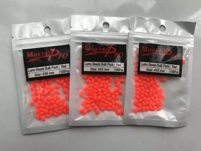 300 x Fishing Lumo Soft Glow Beads Red Oval Size 4X6mm Tackle lure Fishing