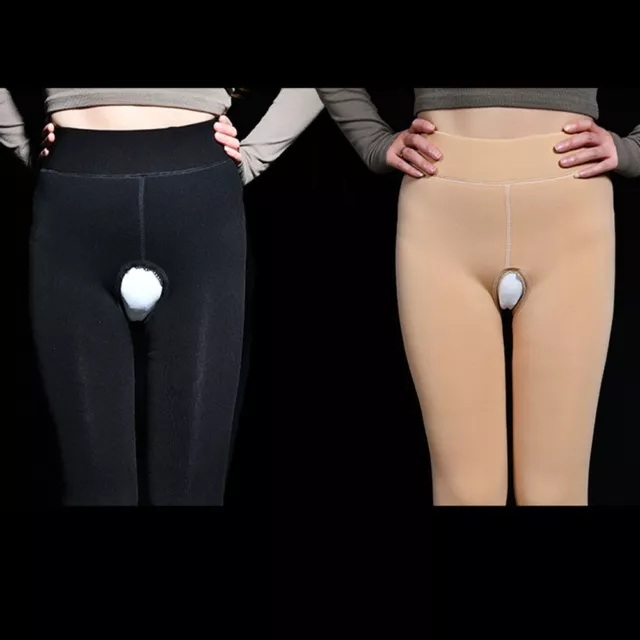 leggings doublés chauds pour femmes pantalon thermique entrejambe ouvert design