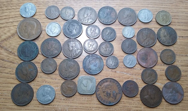 lot of 40 british colony coins canada malaya small large cent george v vi lot of 40 british colony coins canada malaya small large cent george v vi