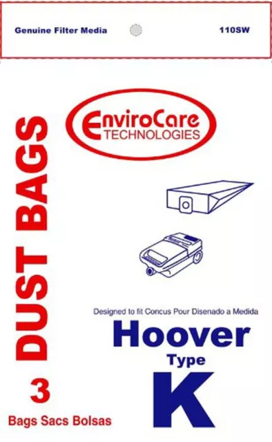 Hoover Type K, Vacuum Cleaner Bags, 3 Pack