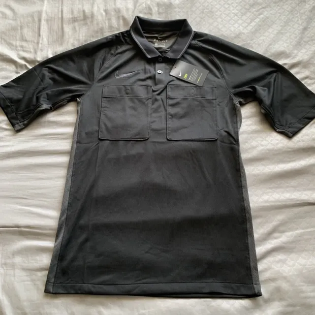 Nike Dri-Fit Men’s Soccer Football 2-Pocket Referee Polo Shirt Black Size Small