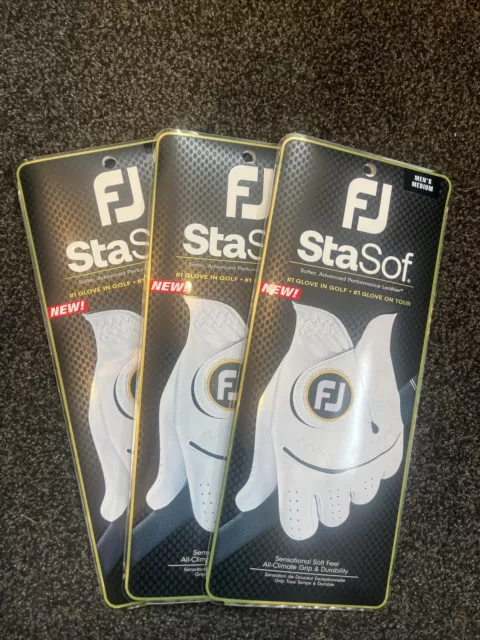 Footjoy Stasof  Premium Cabretta Leather Golf Glove  White New X 3 - M