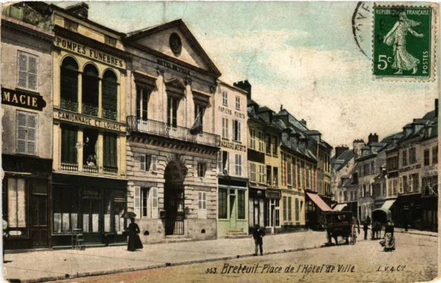CPA BRETEUIL Place de L'Hotel de Ville (377499)