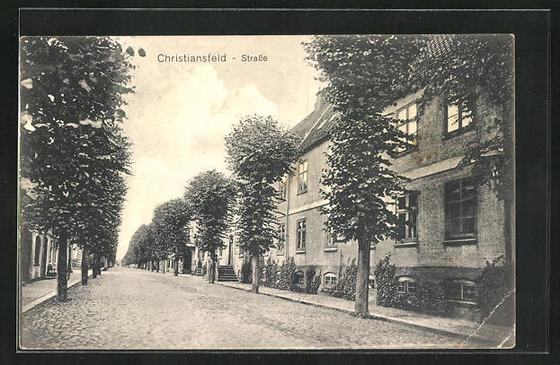 AK Christiansfeld, Straßenpartie 1917