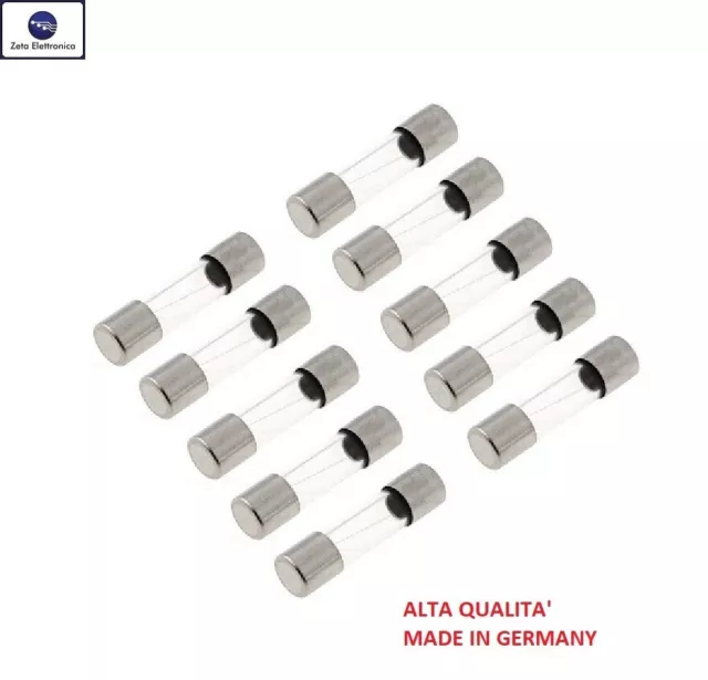 10PZ FUSIBILE 10A RITARDATO RITARDANTE 250V FUSIBILI A TUBO 5X20mm IN VETRO