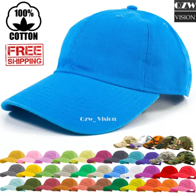 Polo Style Adjustable Plain Solid Washed Cotton Hat Baseball Ball Dad Cap Mens