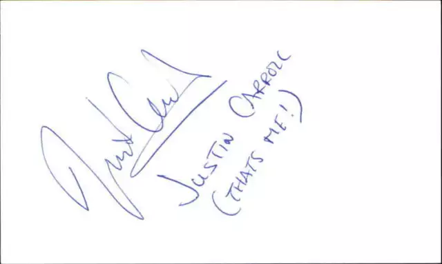 JUSTIN CARROLL PASSIONS Signed 3"x5" Index Card