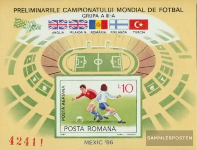 Rumania Bloque 219 (completa edición) nuevo con goma original 1985 Fútbol-WM 198