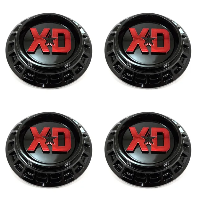 4 XD Series (by KMC) Gloss Black Wheel Center Hub Caps for 5/6Lug XD854 Reactor