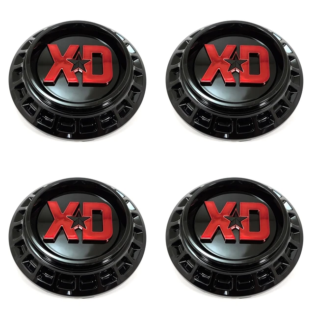 4 XD Series (by KMC) Gloss Black Wheel Center Hub Caps for 5/6Lug XD854 Reactor