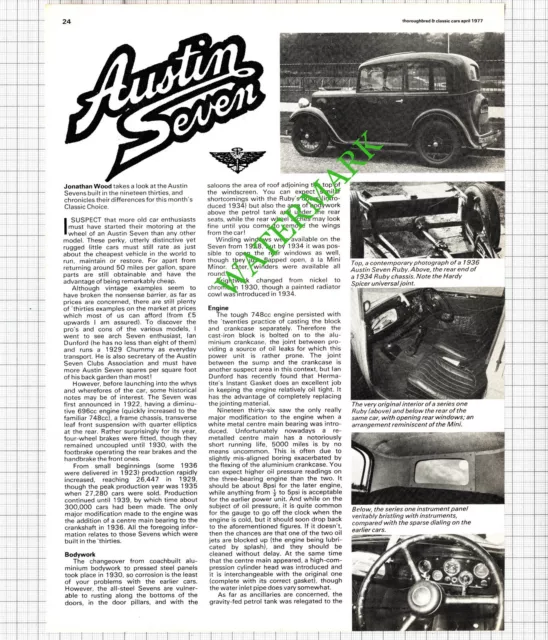 Austin Seven Car  - 1977 Article