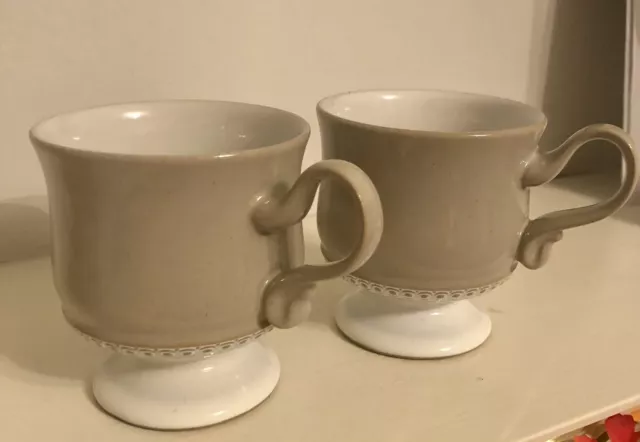 Vintage Denby Seville Footed Coffee Tea Cup X 2 Beige/White