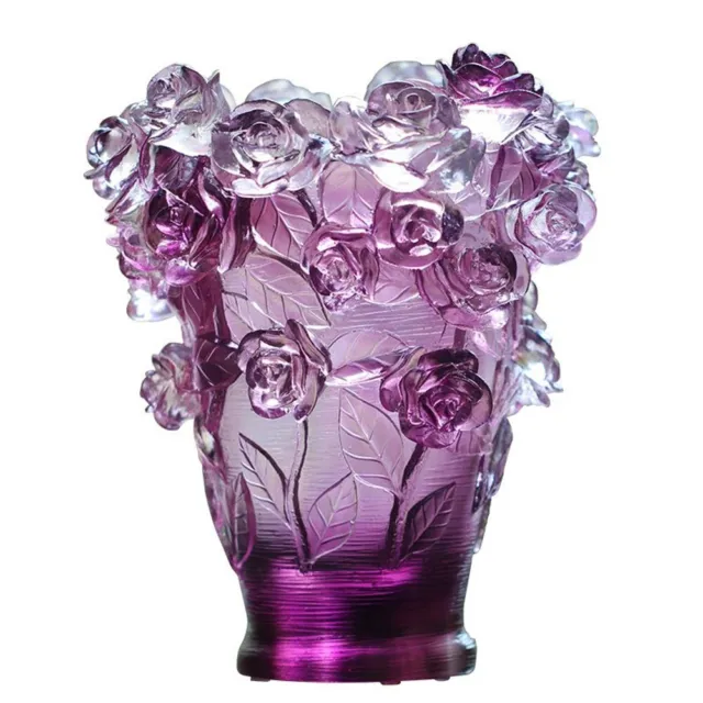 Luxury Ancient Glass Crystal Flower Vase Gorgeous Figurines Hall Decoration