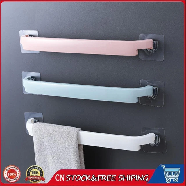 Plastic Toilet Towel Bar Shelf Adhesive Storage Rack Hanging Paper Roll Holder