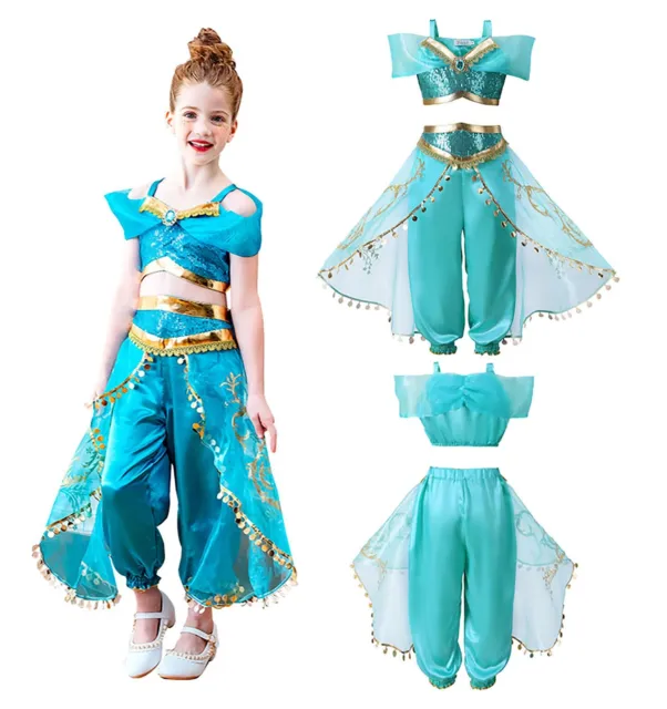 Abito da ragazza principessa gelsomino pull on paillettes abito elegante costume cosplay (bambini)