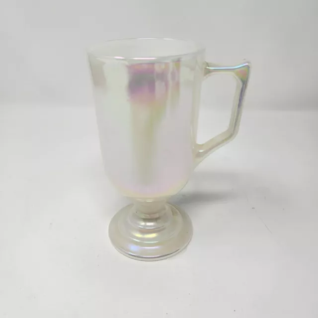 Vtg Federal Glass Moonglow iridescent Irish Coffee /Chocolate Mug Footed replace