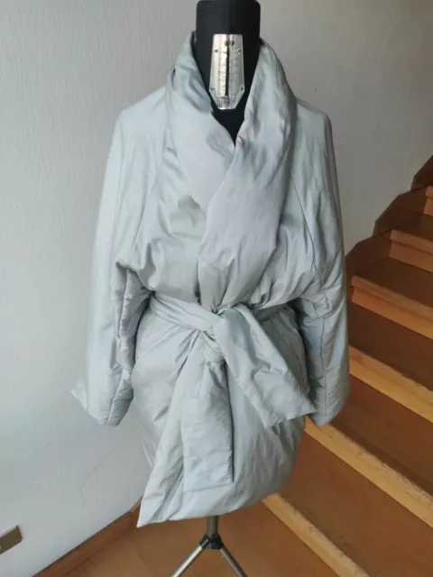 max mara giacca piumino cappotto grigio piuma vera tg m