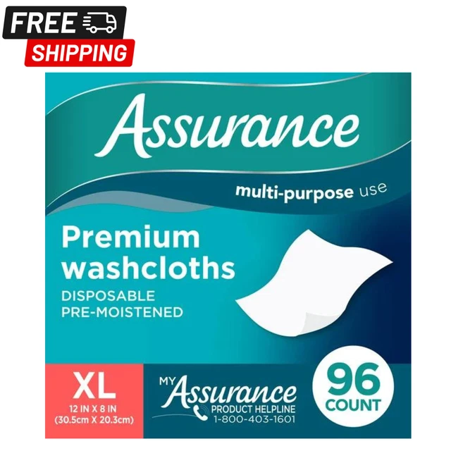 Paños desechables Assurance Premium, tamaño generoso, blancos, XL - 96 unidades