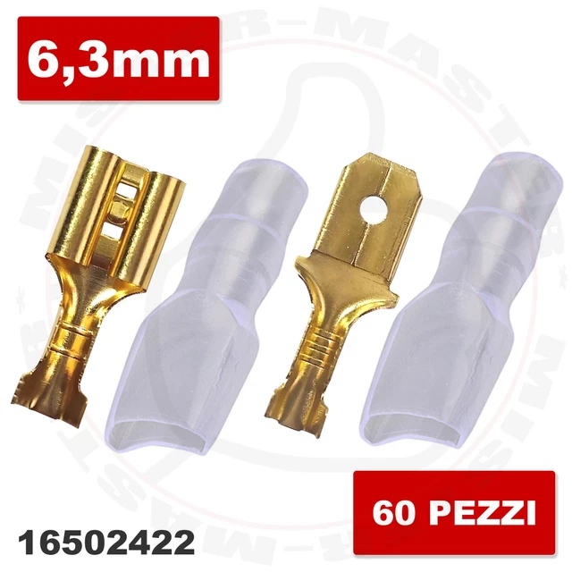100 X TERMINALE SICUREZZA CAVI CAPOCORDA CONTATTO FASTON FEMMINA 6,3MM - Foto 2
