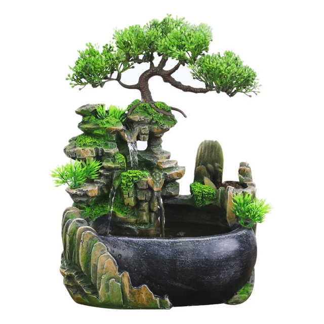 Enchufe de la UE, simulación interior resina jardín de rocas paisaje acuático Feng Shui S X3P3
