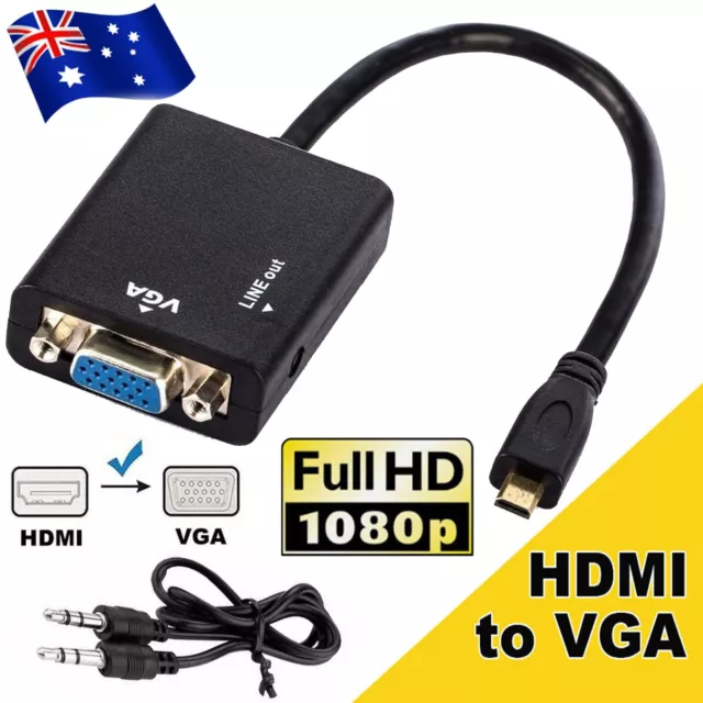 1080P Micro HDMI Male to VGA Female Adapter Audio Video Adapter Cable Converter