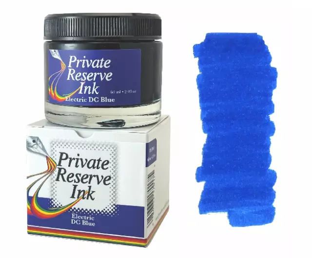 Private Reserve Fountain Pen Ink Bottle, 60ml, Electric DC Blue