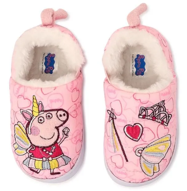 Peppa Pig Toddler Girls Fuzzy Pink Slippers  Size 9/10  NEW