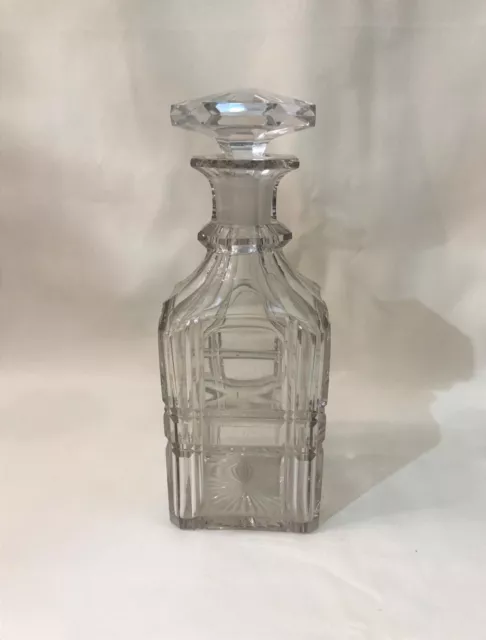 Ancienne carafe de cave à liqueurs en cristal taillé 19,8cm Bouchon no verre