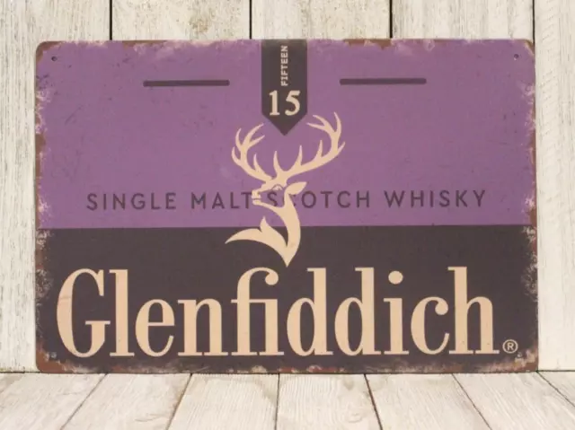 Glenfiddich Single Malt Scotch Tin Metal Sign Whisky Bar Liquor Store xz