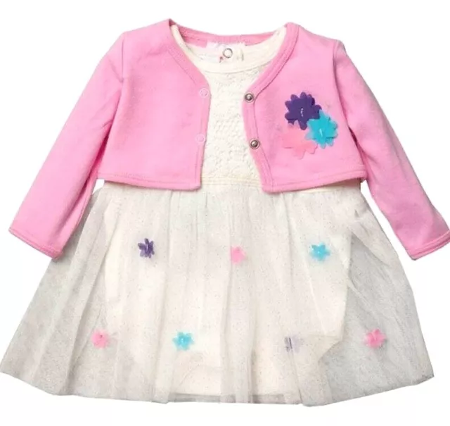 Lilly & Jack Girls Baby Boutique Pink Flower Tu Tu Body Vest and Bolero Set 3-9M