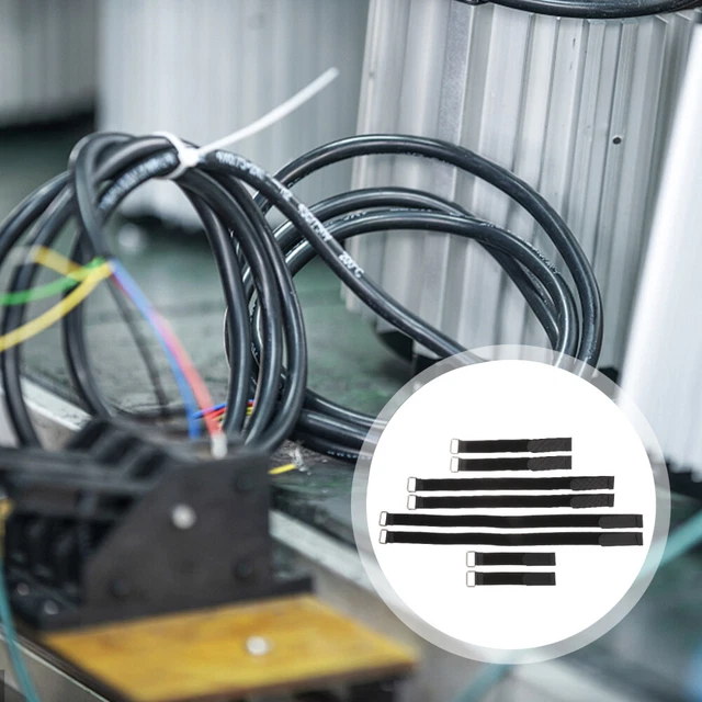 8 piezas correas de sujeción de cables de nailon negras