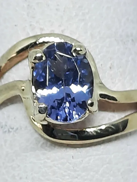10K Solid Yellow Gold Ring With Blue Tanzanite