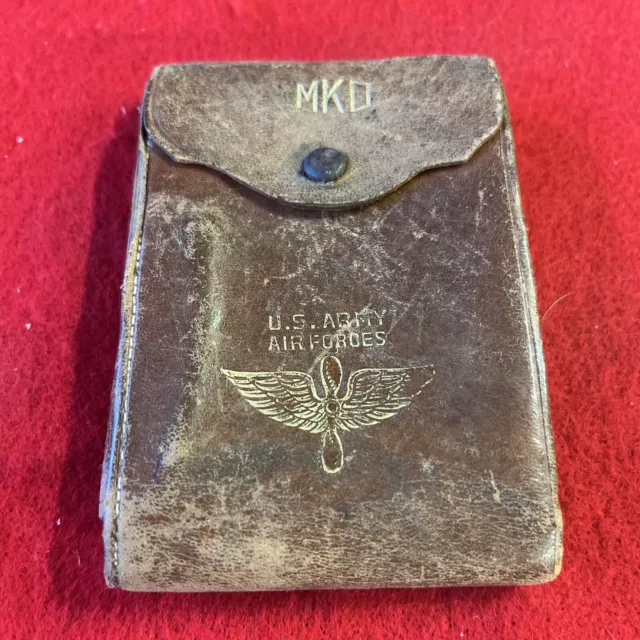 Antique US Army Air Forces Leather Wallet MKD Marked 1940’s