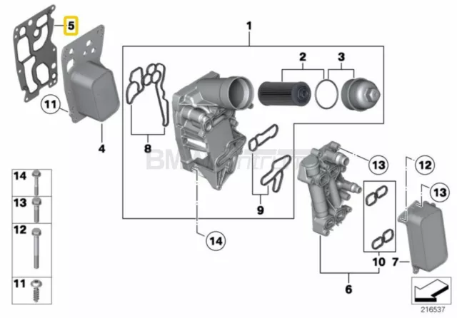 BMW Dichtung Ölkühler 1er F20 F21 3er E90 F30 F31 N47 N57 11428516396