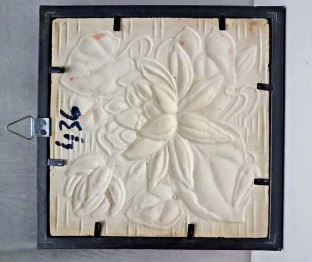 Tile Majolica Japan Vintage Ceramic Art Nouveau Floral Design Collectible #436 2