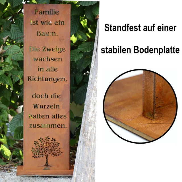 GARTENDEKO ROST SCHILD Familien Deko Wohnzimmer Gartenschild Spruch