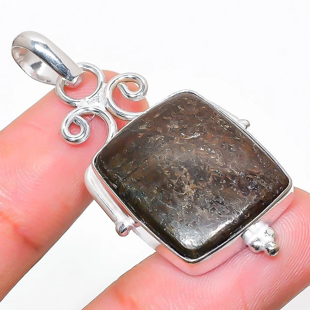 Bronzite Gemstone Handmade 925 Sterling Silver Jewelry Pendant 1.97"