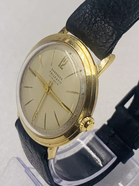 Elegante orologio da polso da uomo vintage Junghans Trilastic carica manuale funzionante