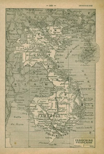 Document ancien carte géographique Indochine Française issu du livre de 1934