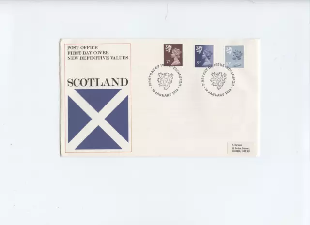 1978 Scotland New Definitive Values Edinburgh Postmark First Day Cover FDC