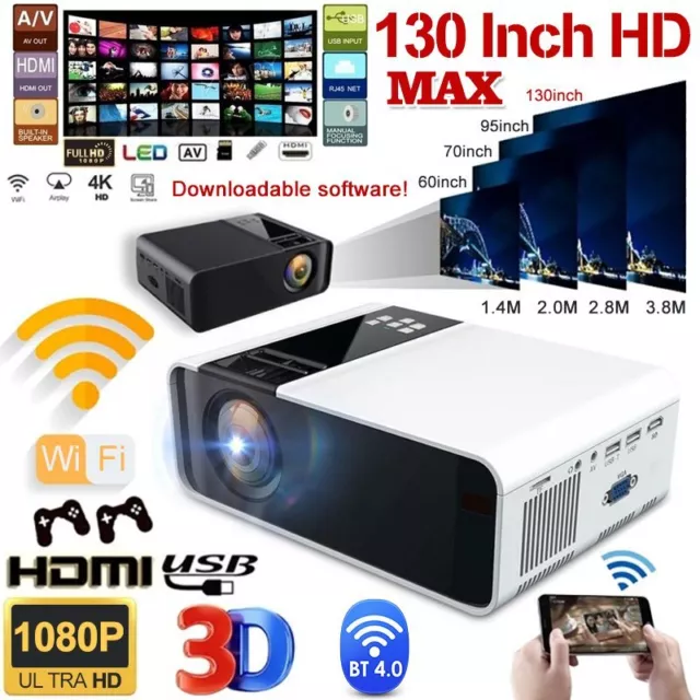 23000Lumens 4K 1080P HD WiFi Bluetooth Mini 5D LED Home Theater Projector Cinema