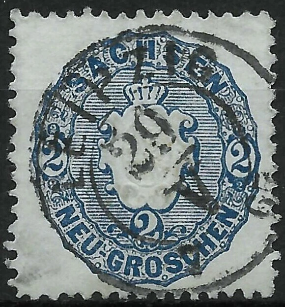 Sachsen 1863 . MiNr. 17a . 2 Ngr . geprüft VAATZ BPP . K2 LEIPZIG